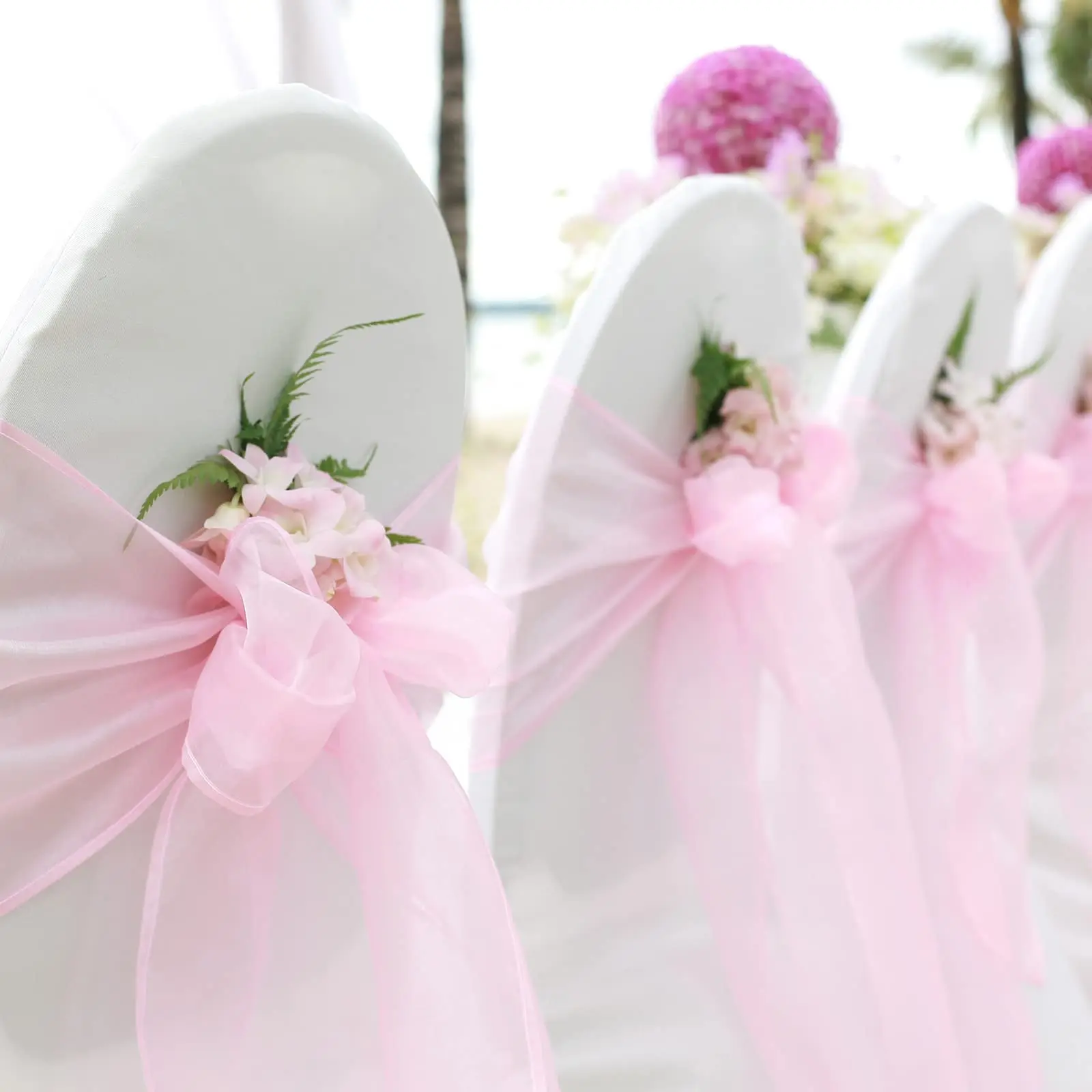 Organza Chair Sashes for Wedding Decoration, Banquet Party, Event Supplies, Ties, Cover Bands