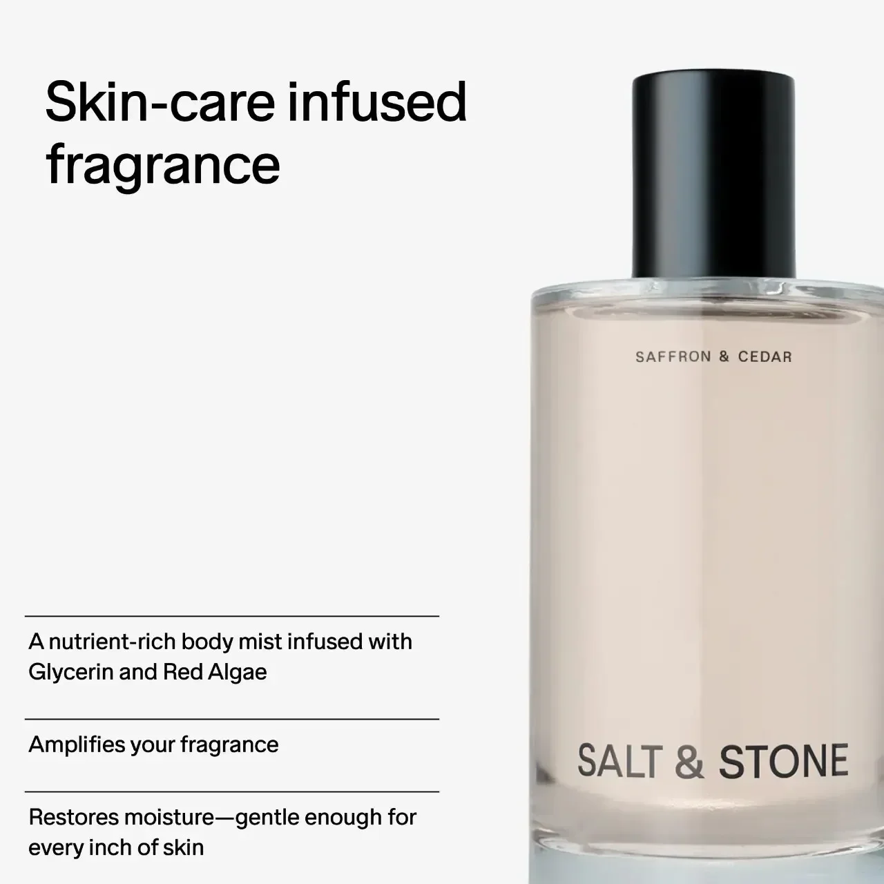 

Inspired by artisan niche blends | SALT & STONE Body Mist Saffron & Cedar – 100 ml / 3.4 fl oz