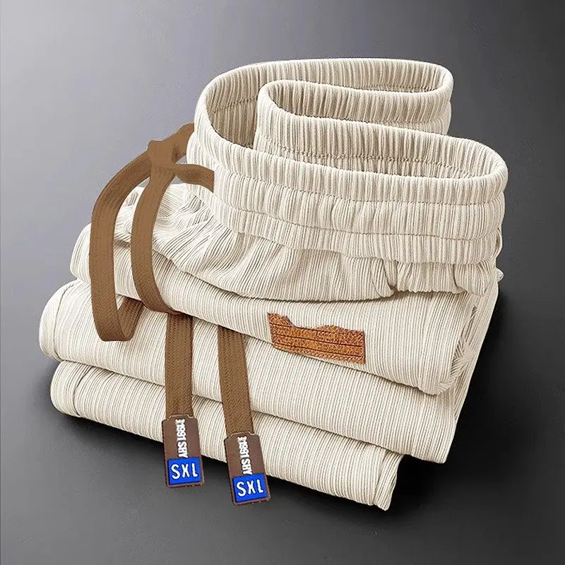 

Ultra Breathable Ice Silk Loose Straight Leg Casual Pants Thin Qui Dry Summer Sport Trousers for Men Lightweight Comfortable