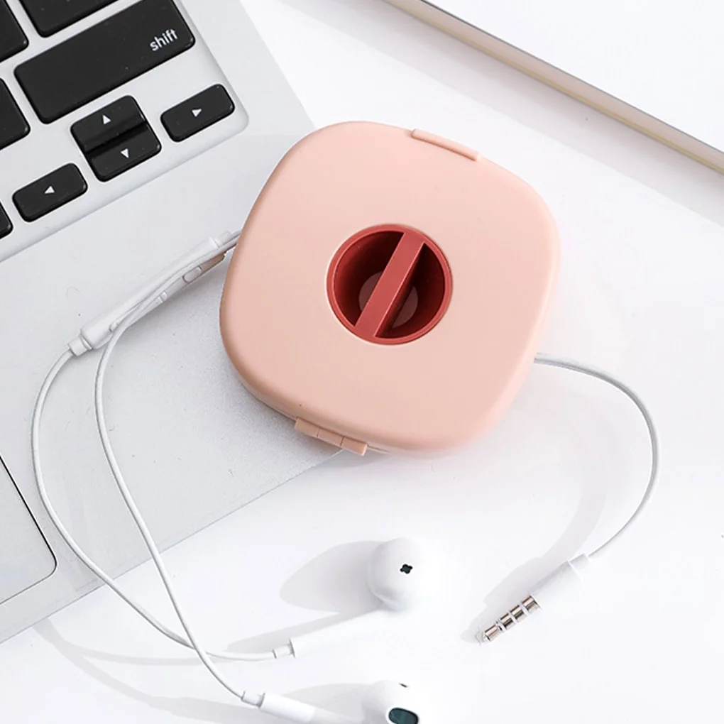 Portable Round USB Cable Winder Small Rotating Organizer for Data & Mobile Charging - Neat Cable Storage Solution