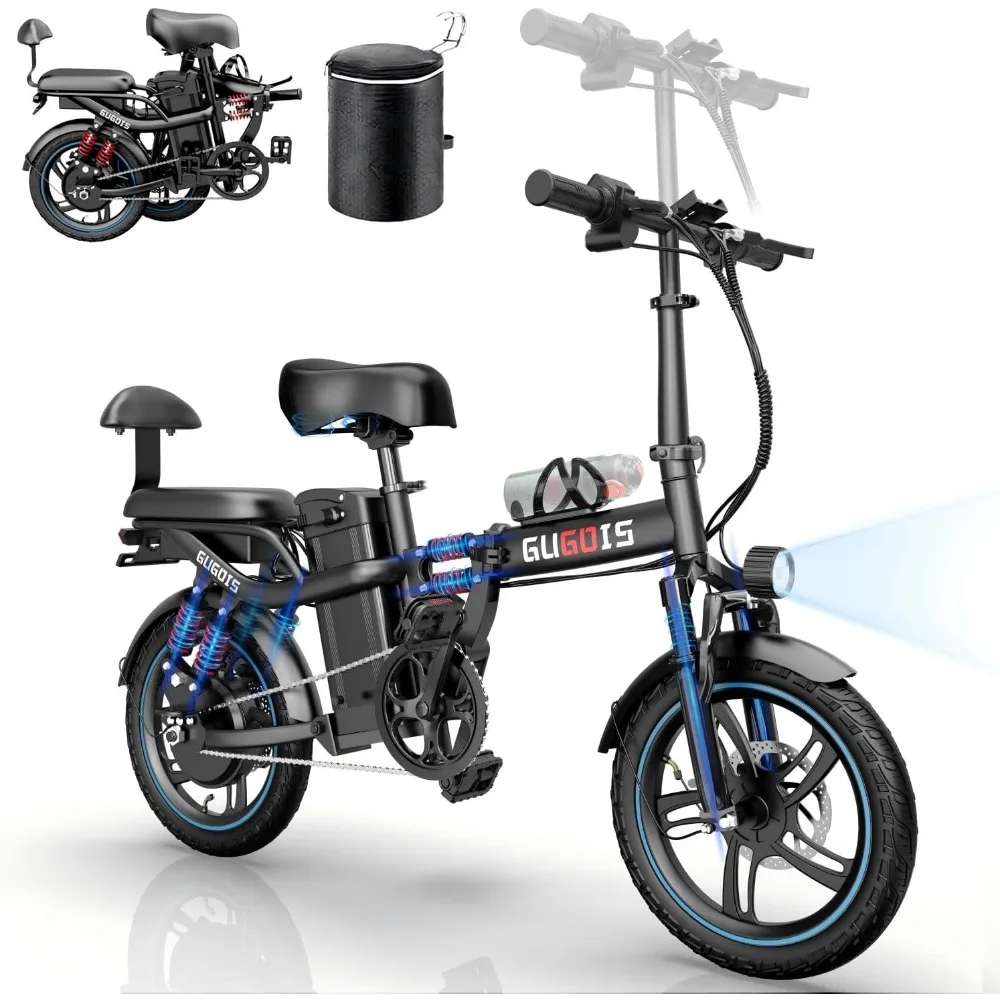 

2 Seater Mini Electric Bike for Adults Teens,with 500W Motor 28MPH Max Speed, 48V 15Ah Removable Battery Range to 25 Miles