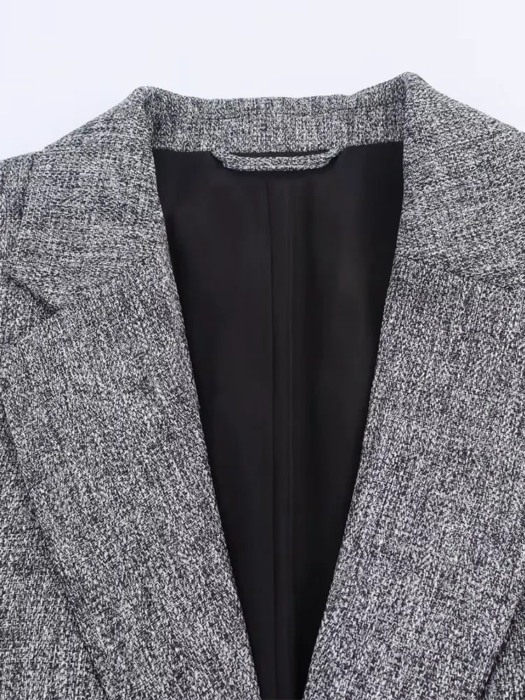 NLZGMSJ Vintage Chic Frauen Blazer Solide Einreiher Langarm Blazer Neue Mode Herbst Winter Büro Dame Blazer