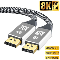 8K 60Hz DisplayPort 1.4 Cable DP to DP Cable 4K@144Hz 2K@240Hz HDR Video Display Port 1.4 Cord FreeSync G-Sync Gaming Monitor