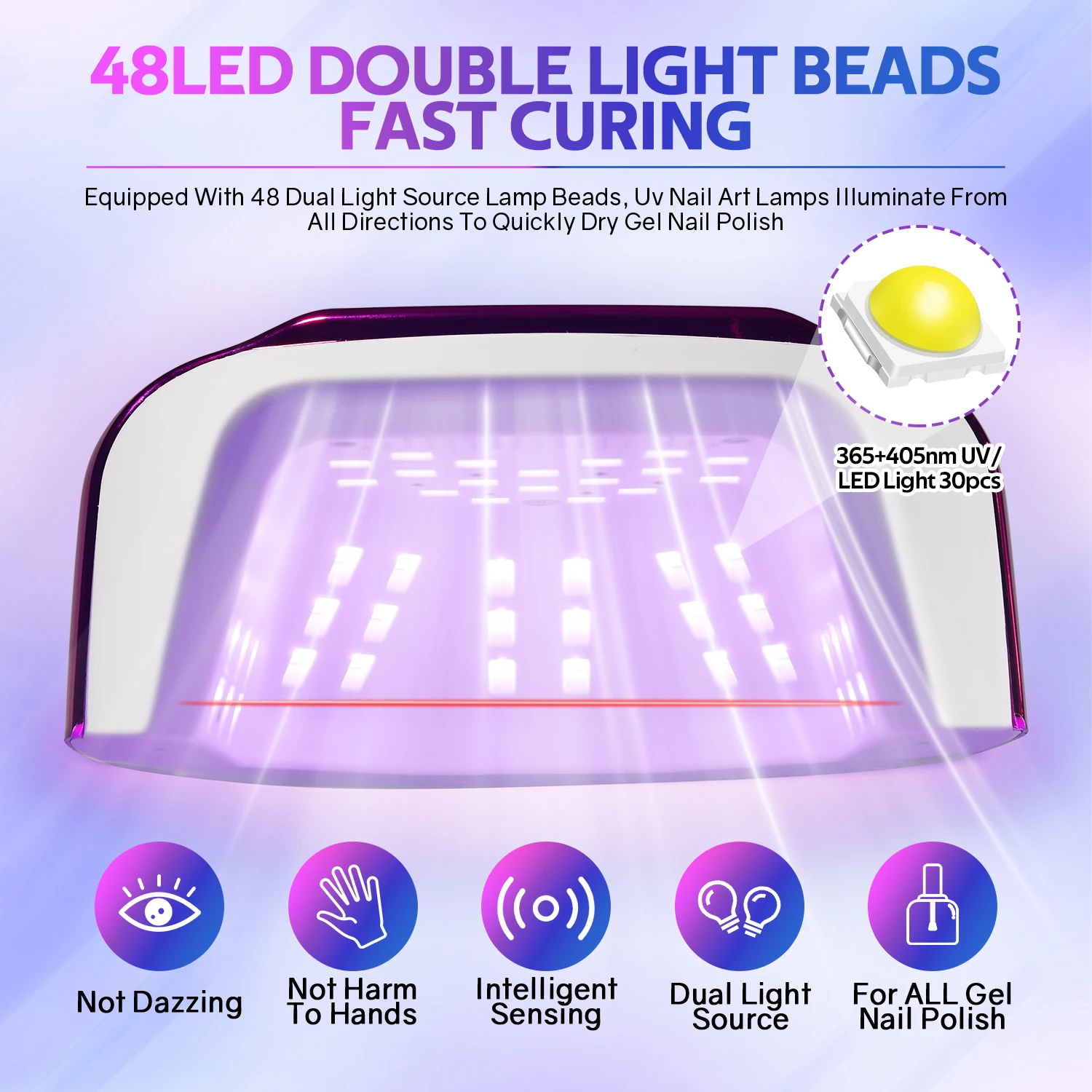 48 LEDs ,200W UV Nail Lamp , LCD Screen, Rechargeable – Cures All Gel Nails, Manicure & Nail Art Tool