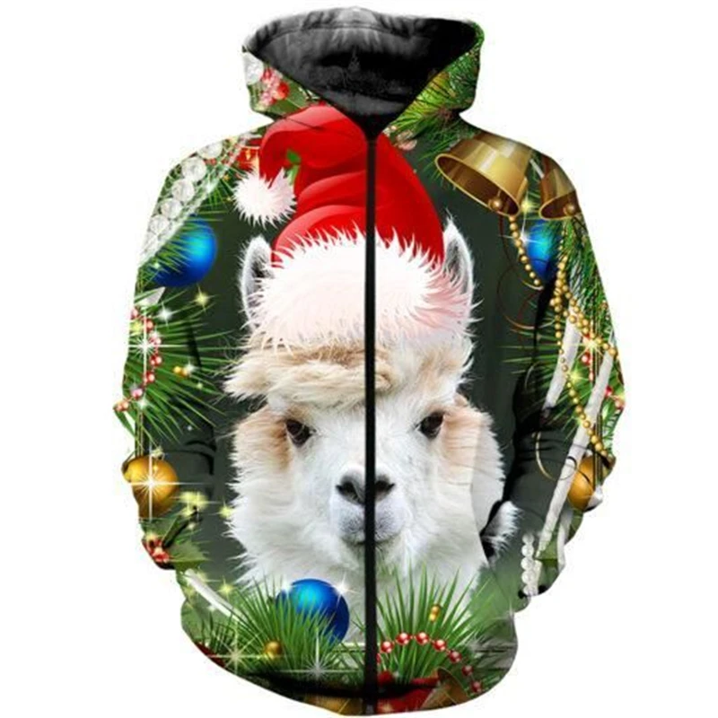 جديد عيد الميلاد زمم هوديي للرجال النساء البقرة الألبكة ثلاثية الأبعاد البلوزات الملونة عادية هوديس القمم Y2k البلوفرات المتضخم الرجال معاطف #2