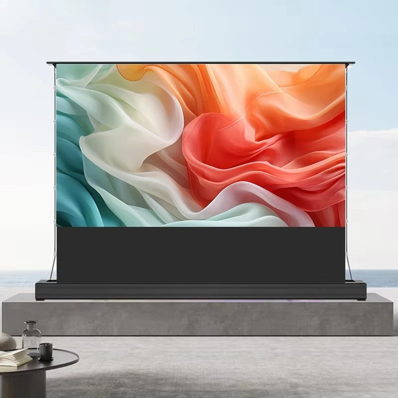 

Guide ball 100 120 150 inch motor floor up projector screen ultra short throw and long throw ambient light reject 4KHD screen