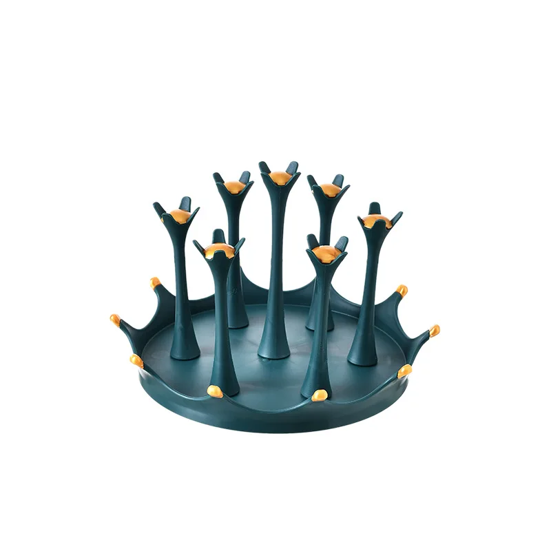 Kevin suporte de copo à prova de poeira, suporte de copo de drenagem rotativo, rack de copo de chá, coroa à prova de poeira, suporte de copo