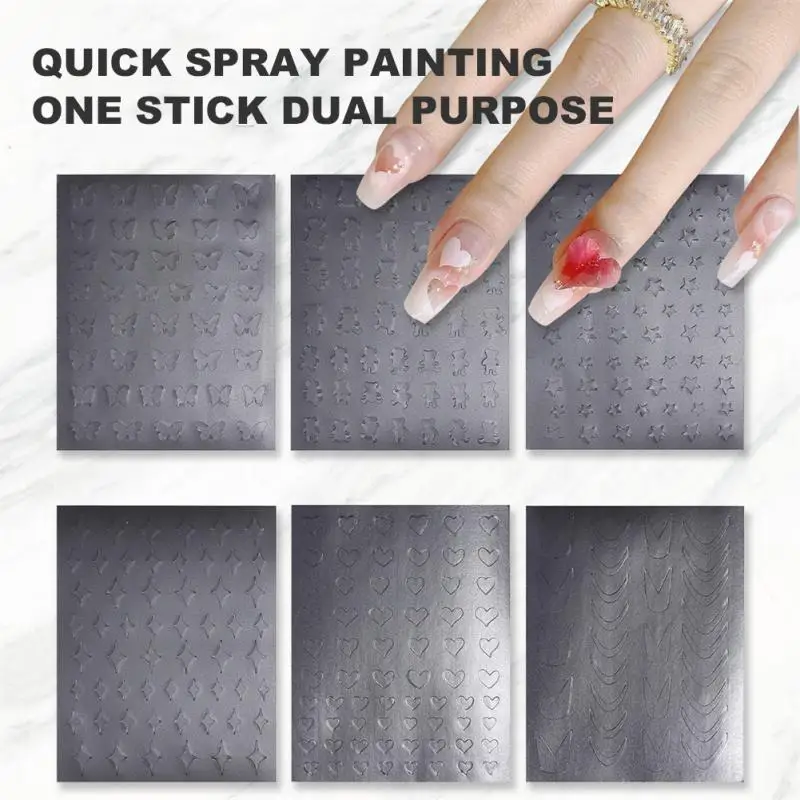 2/4/6PCS Airbrush Stencils Suitable For Salon Or Home Use Unique Design Affordable Must-have Nail Tool Fashionable Nail Art