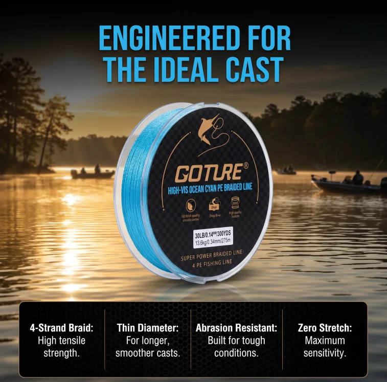 

Goture 15-30LB Super Strong 4 Strands Braided Fishing Line 300yds PE Line Multifilament Wire Saltwater Freshwater Fishing Tackle