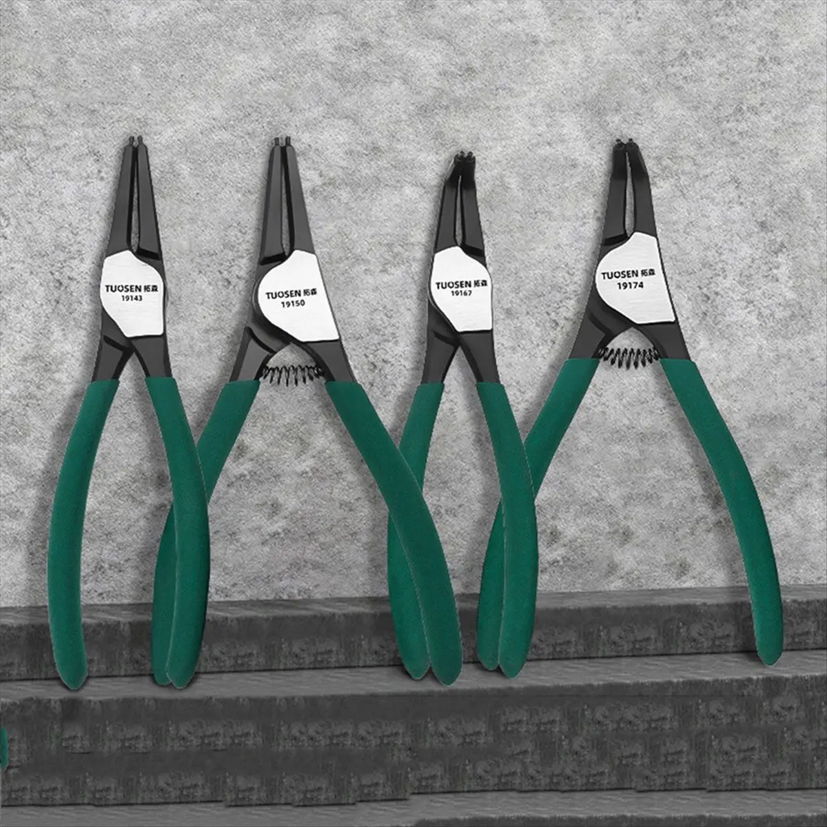 ABJY TUOSEN 4Pcs Circlip Pliers Set 7Inch Long Nose Plier Staight Bent Plier Inner Outer Retaining Snap Ring Remover Tool