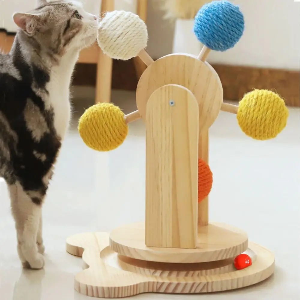 

Solid WoodTurntableToy,BallTrackInteractivecatToywith ColourfulSisalBalls,FerrisWheelCatToywithRotatingPlatform andDurableBalls.