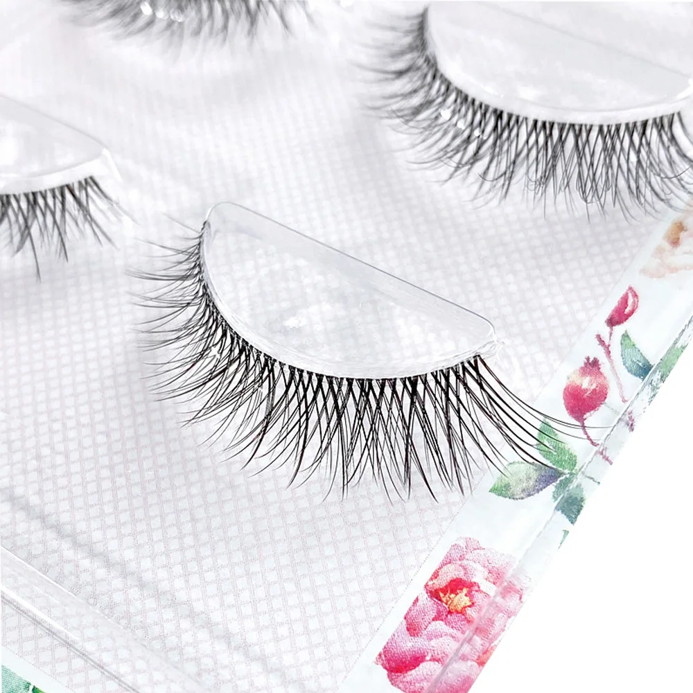 NEUE Transparent Band 3Pairs Make-Up Natürliche Wimpern kurze 3D Auge Wimpern Set Flauschigen Weichen Wiederverwendbare Verlängerung Großhandel