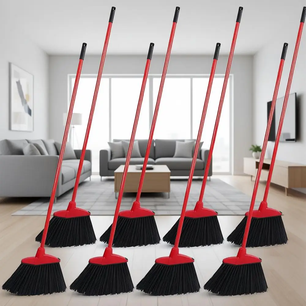 

8 Pieces Angle Broom Heavy Duty Indoor Outdoor Broom with Coated Metal Handle