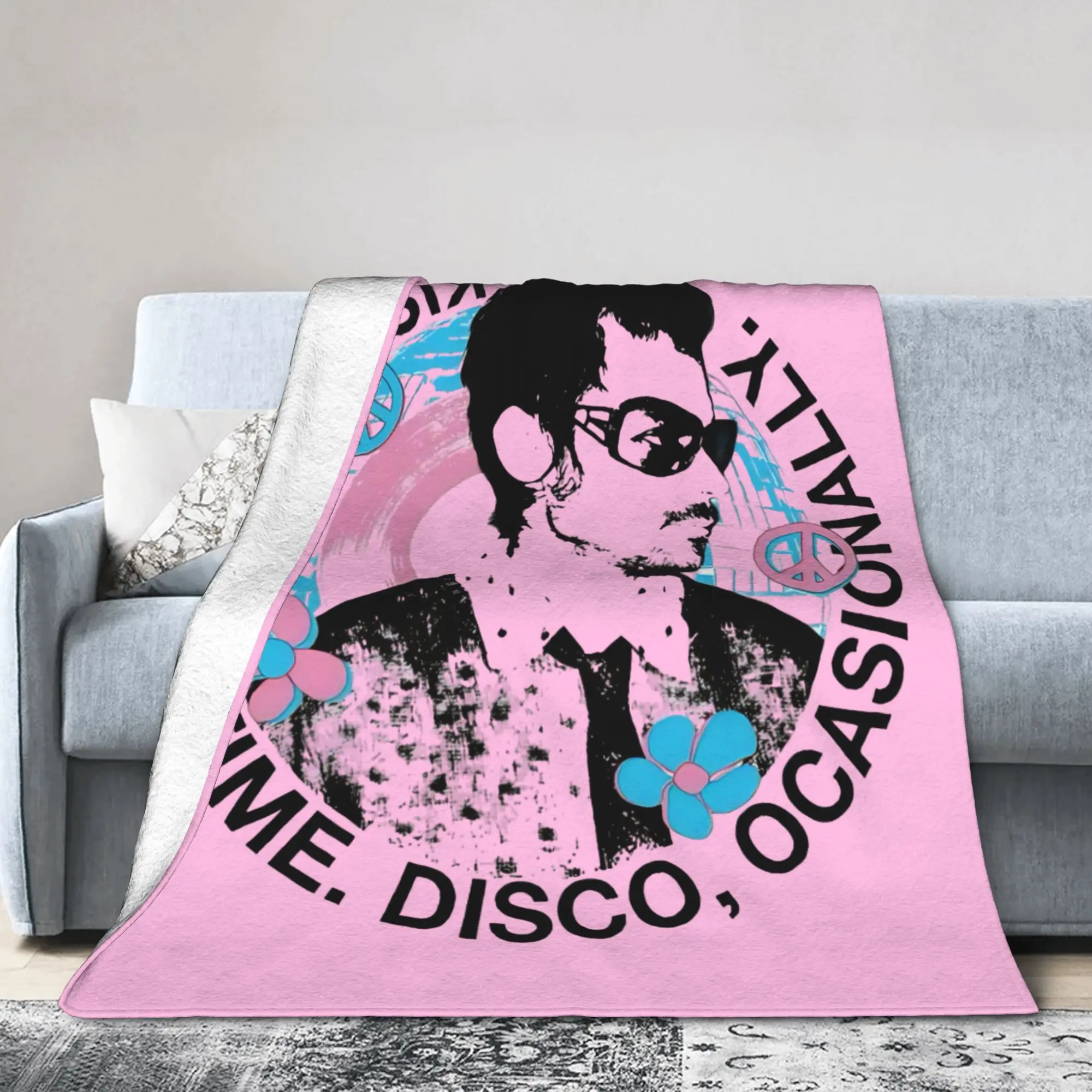 Kiss All The Time Disco Knitted Blanket Harrys Music Styles Fleece Throw Blanket Summer Air Conditioning Decoration Bedspreads