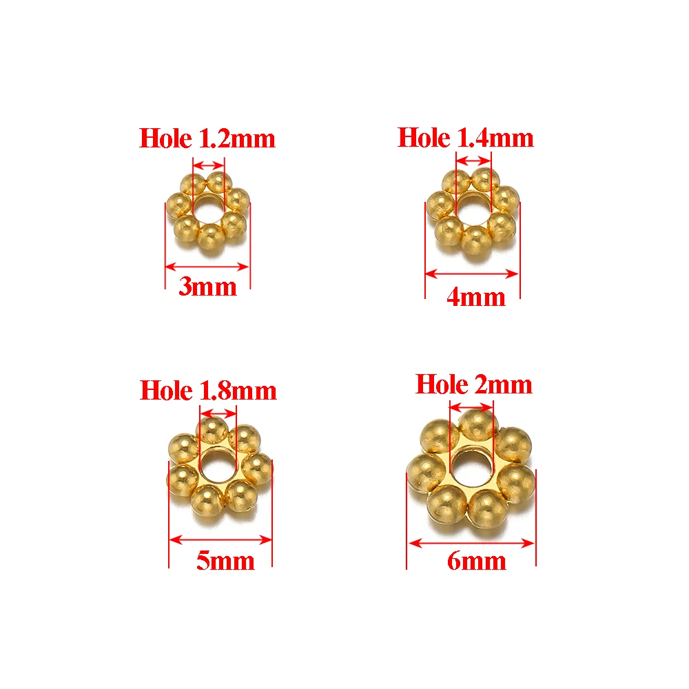 50 Stück Edelstahl Goldfarbene Gänseblümchen-Abstandsperlen Mini-Schneeflocken-Abstandshalter-Anhänger DIY Zubehör für Armbänder, Halsketten und Schmuckherstellung – Detail 3