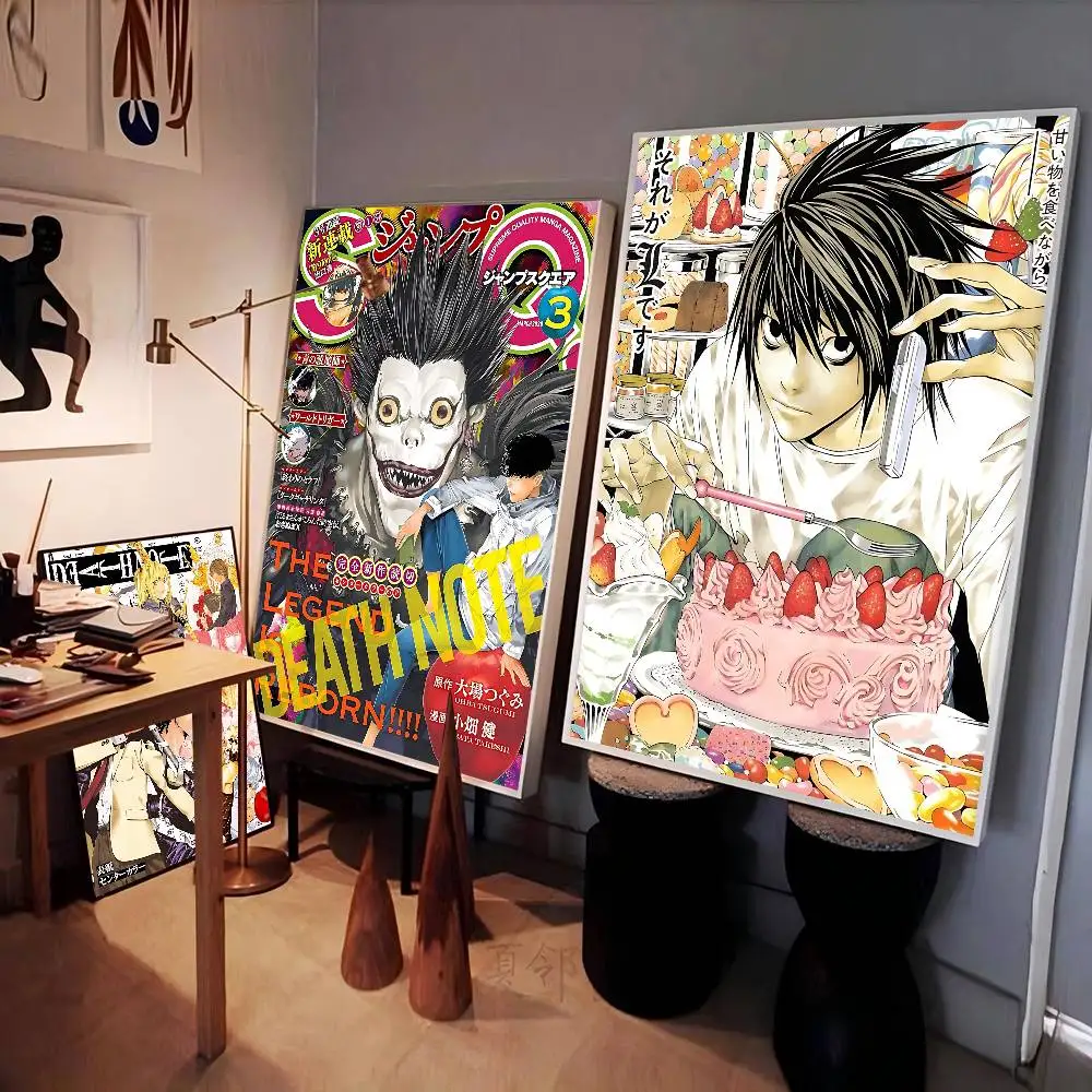 Anime D-Death Note DN L Movie Sticky Posters Retro Kraft Paper Sticker DIY Room Bar Cafe Aesthetic Art Wall Painting