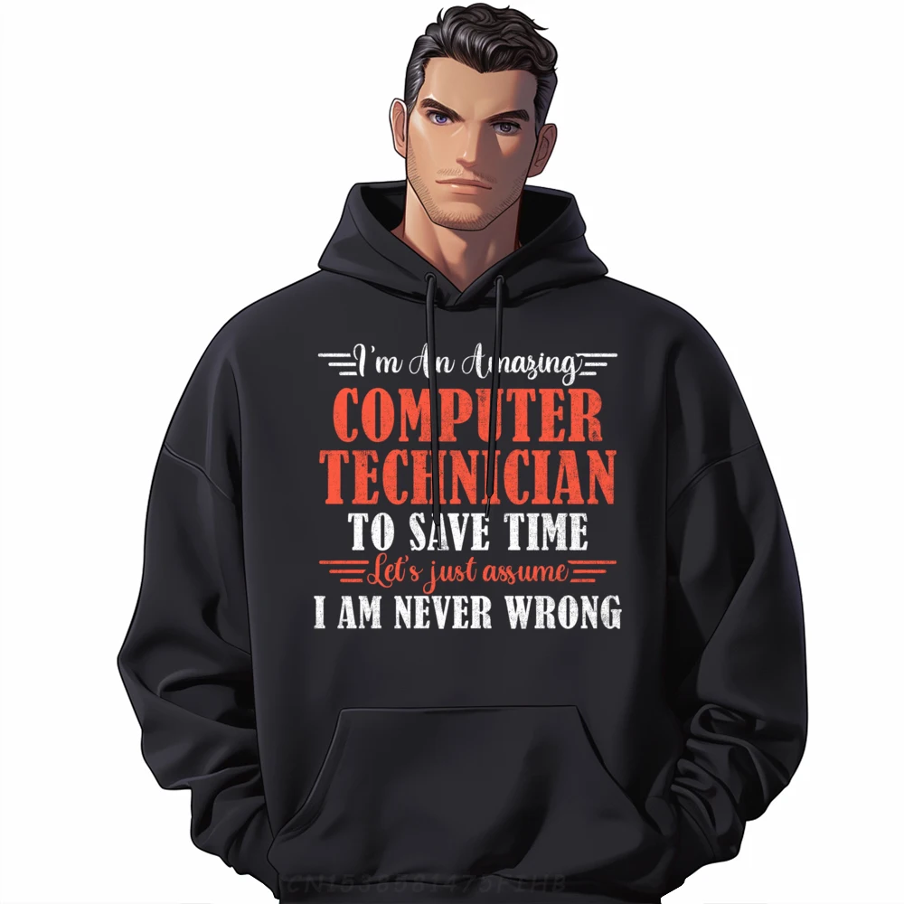 

Amazing Computer Technician Crew Neck Sweatshirt For Men Printed Long Sleeve Special Party Hoodies Classic Pullover