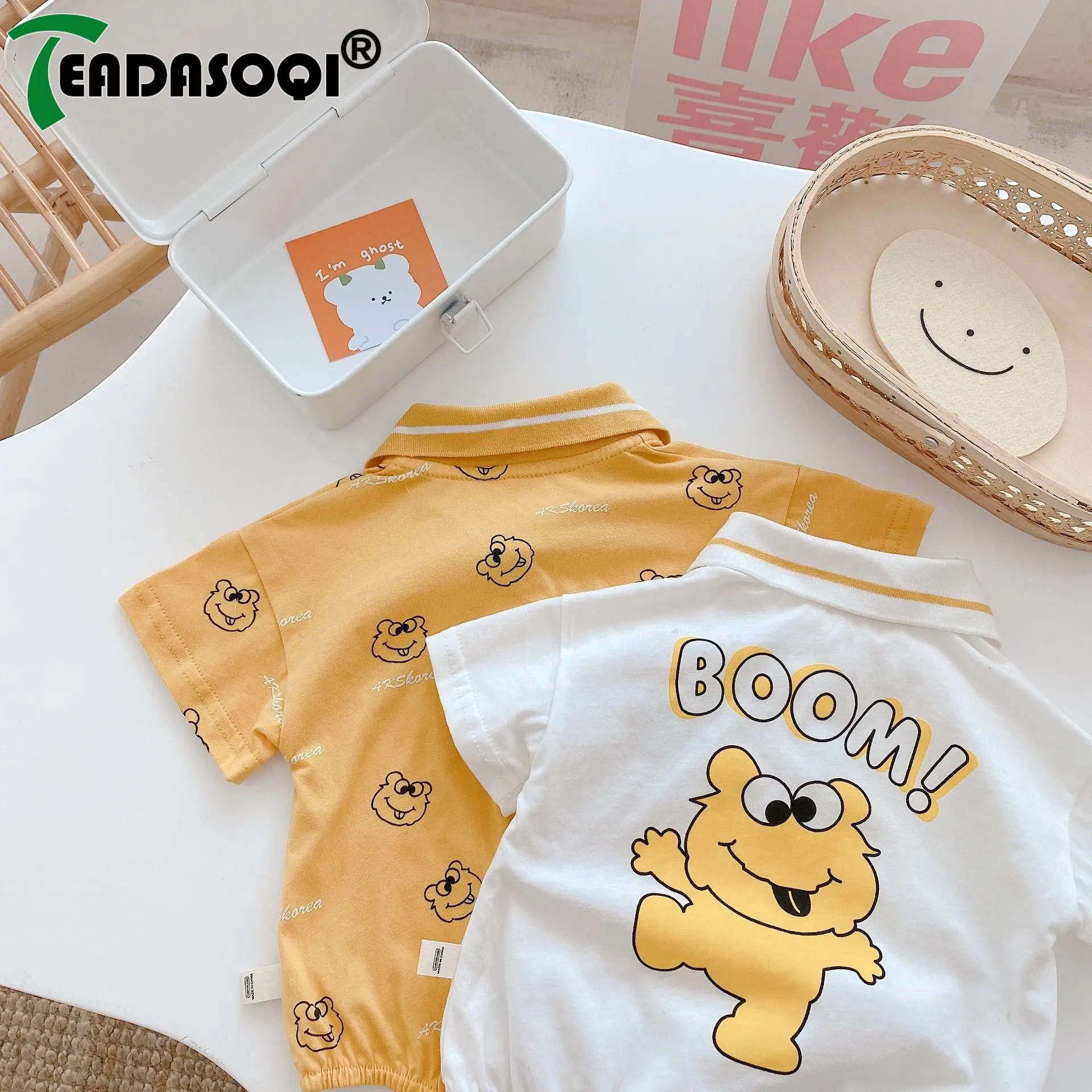 

Summer 2023:Clothing for Newborns Kidsone-pieces Infant Boys Short Sleeve Cartoon Print Letter Bodysuits Baby Perfect Outdoor