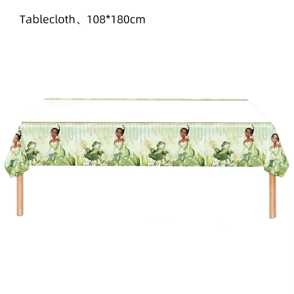 ديزني تيانا الأميرة موضوع مجموعة أدوات المائدة الاطفال حفلة عيد ميلاد حقيبة كعكة توبر مفرش المائدة بالون ديكور الفتيات تفضل الضفدع المورد