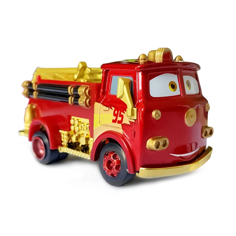 Cars 3 Gold-Plated Fire Engine Lightning McQueen Luigi Guido Racing Toys 1:55 Metal Die Casting Alloy Cars Toys Birthday Gifts