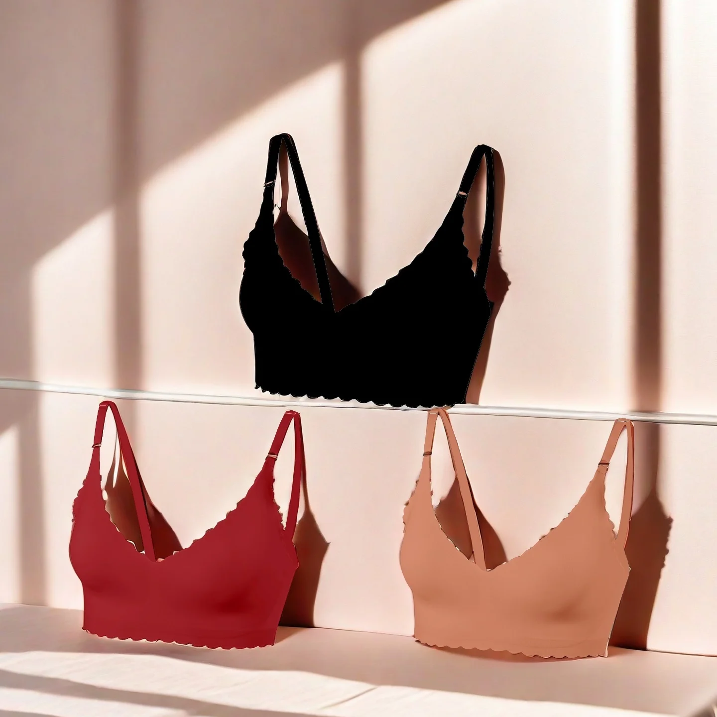 3 قطع المرأة مثير عارية الذراعين رفع البرازيلي U شكل الأشرطة قابل للتعديل سلس النايلون الملابس الداخلية عالية دعم غسل اليد