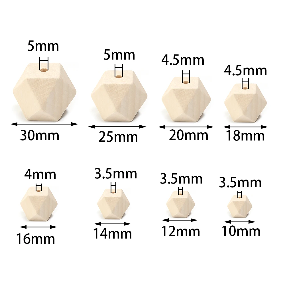 5-20pcs/lot Natural Wooden Beads Colorful 10-30mm Polygonal Geometric Wood Loose Spacer Beads For DIY Jewelry Making Accessories