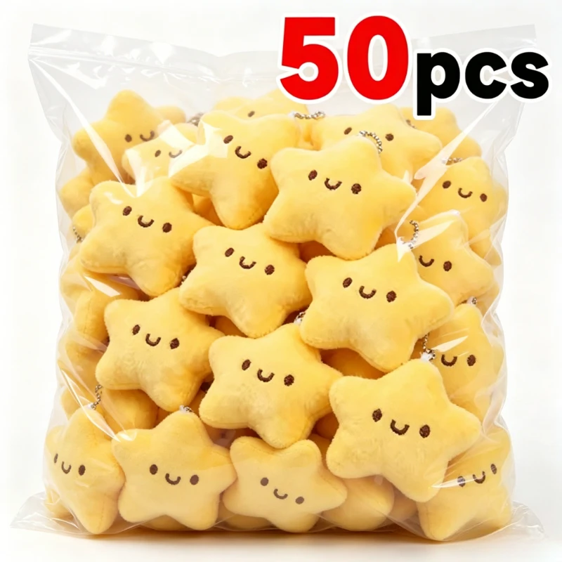 Yellow Star Plush Toy Keychain Girls Fluffy Soft Cute Backpack Bag Pendant Practical Mini Yellow Keychain Charms Keychains Gifts