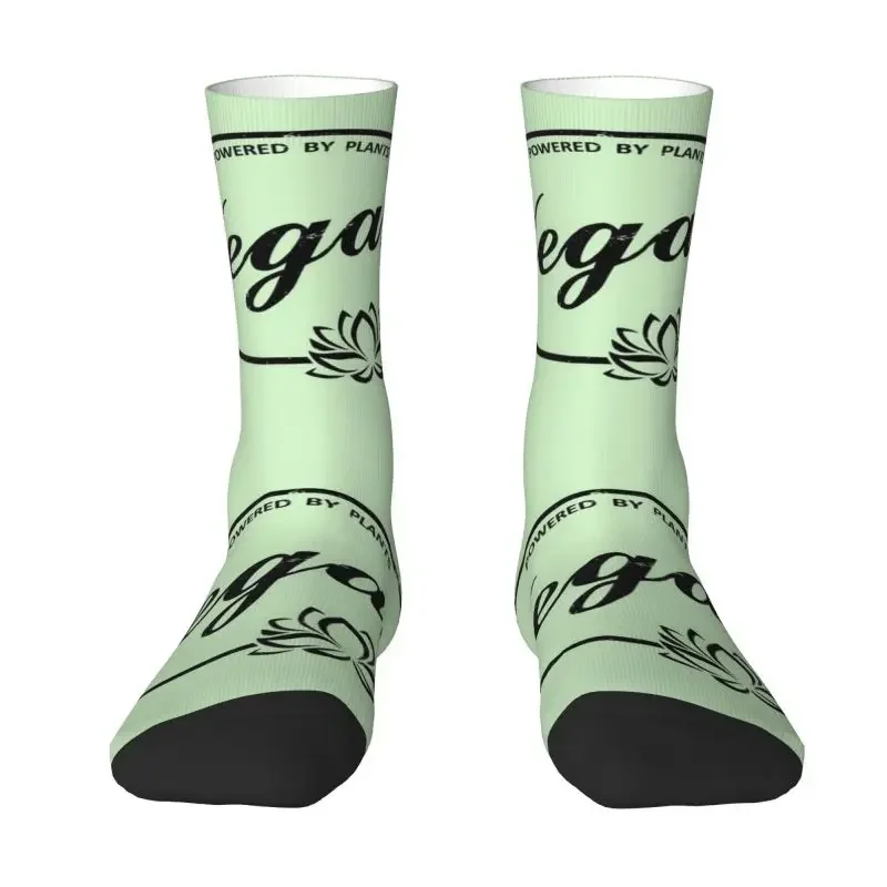 Fashion Mens Vegan Powered By Plants Veganism Dress Socks Unisex Comfortable Warm 3D Print Crew Socks