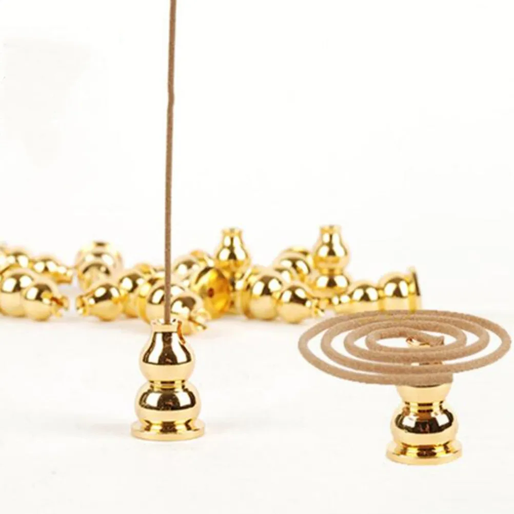 5Pcs Chinese Style Brass Cucurbit Incense Tray Holder for Stick Cone Coil Burner Wide Base Ash Collector Home Tea Room