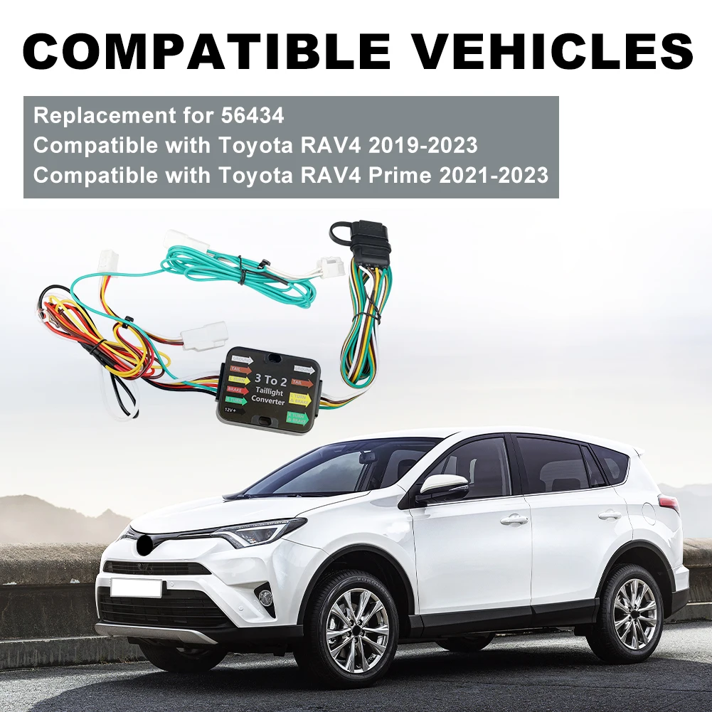 NEW 1SET Trailer Wiring Harness Kit 56434 For 2019-2024 Toyota RAV4 Plug&Play 4-Way Flat T-connector For 21-24 Toyota RAV4 Prime