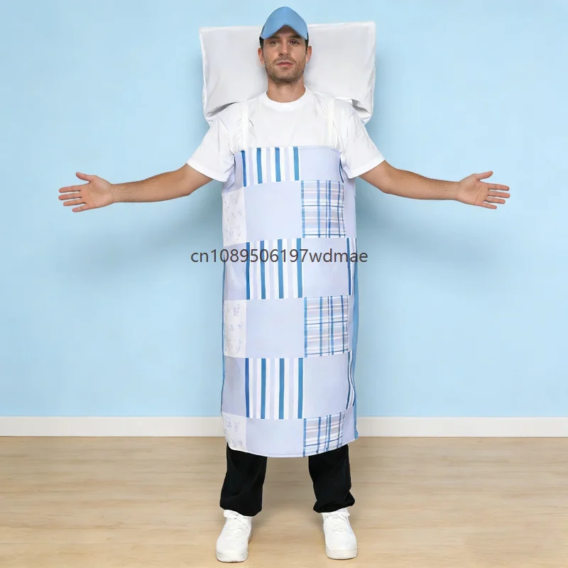 

Funny Adult Parody Hospital Bed Cosplay Costume Carnival Party Bar Patient Blue and White Striped Disguise Outfits