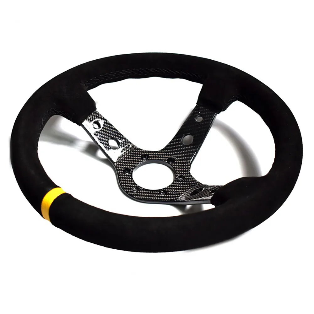 350mm Carbon Grain Color Steering Wheel Modification Racing Sports Steering Wheel Accessories Concave 90mm Universal