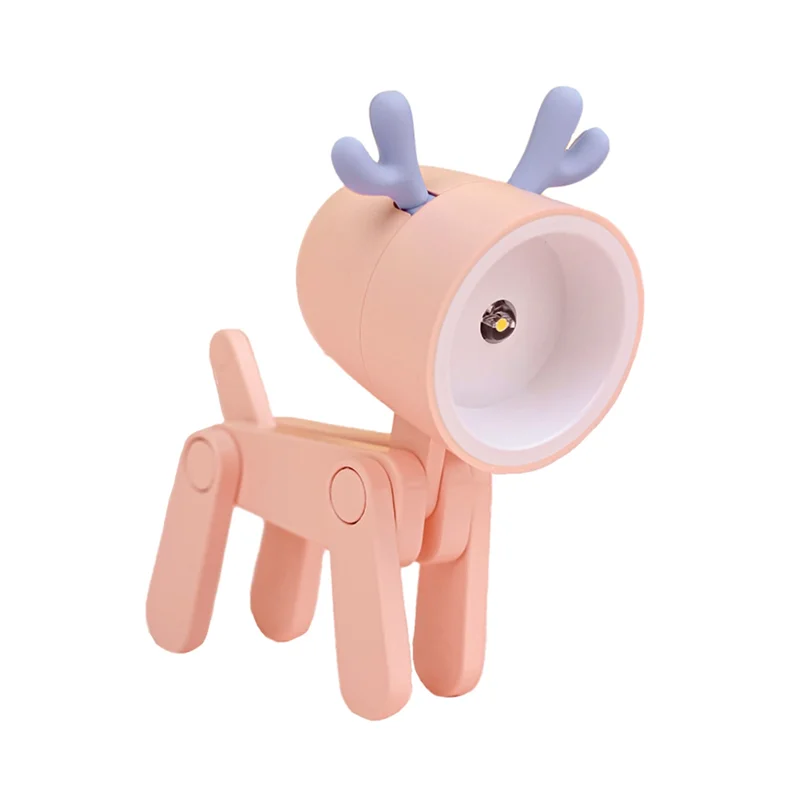 Mini Night Light LED Adjustable Desk Book Light Cute Pet Light Eye Protection Table Lamp Home Room Decor,Deer Pink