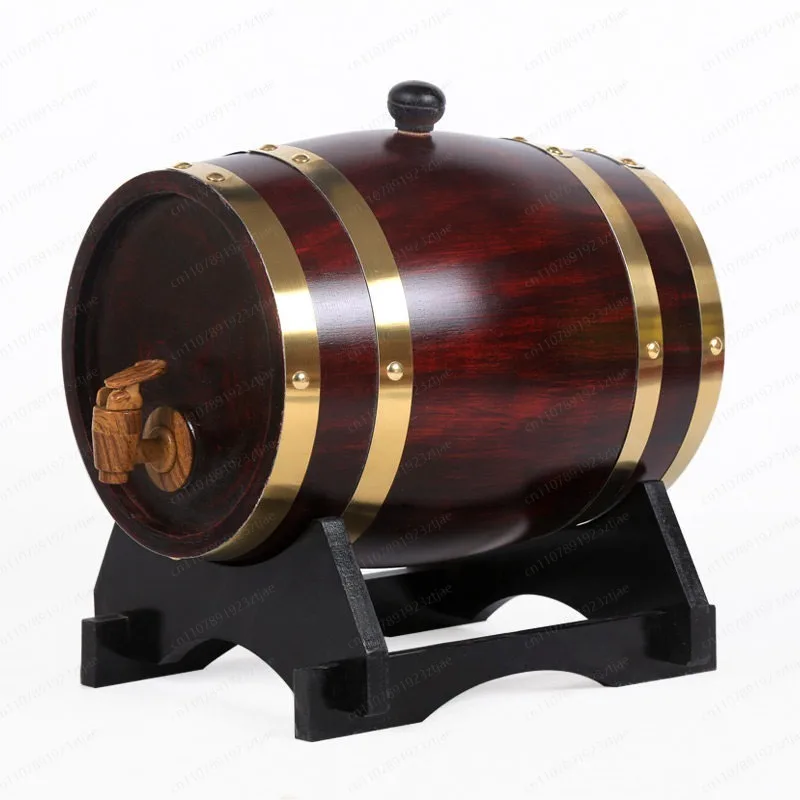 Barril de Vino de Madera de Roble Macizo para Uso Doméstico, Barril de Almacenamiento para Envejecimiento de Vino Tinto, Barrica de Madera Hecha a Mano 【Color Opcional, Sin Soporte】