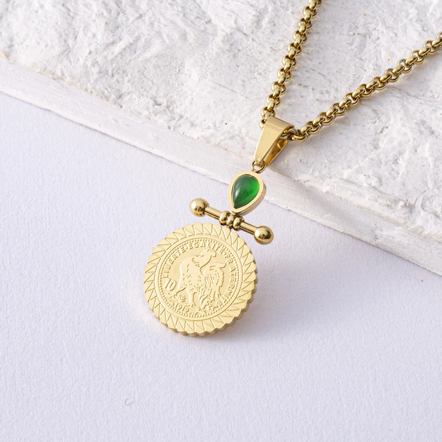 Luizada Hot Selling Accessories Wedding Jewelry Set for Women Portrait Coin Stainless Steel with Necklace