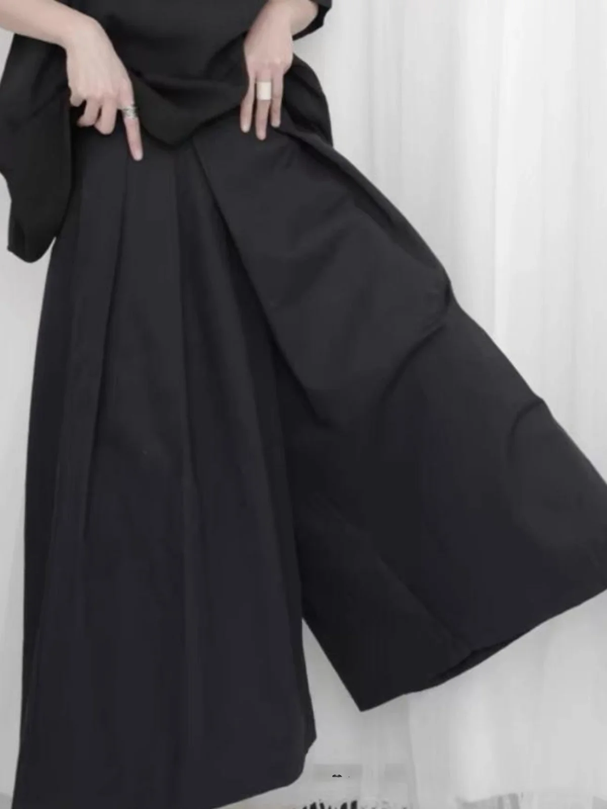 High Waist Loose Wide Leg Pants Unisex Dark Style Casual Youthful Spring Autumn Winter  Color Anti-Stain Durable
