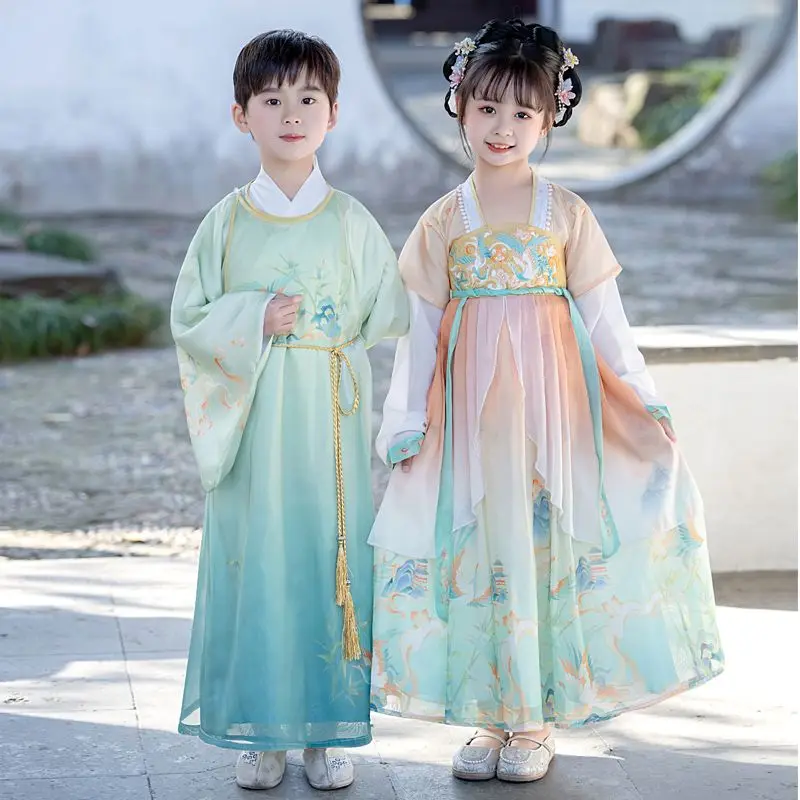 Chinese Ancient Elementary School Students' Daily Clothing Embroidery Hanfu Super Immortal Ancient Costume Children's Summer