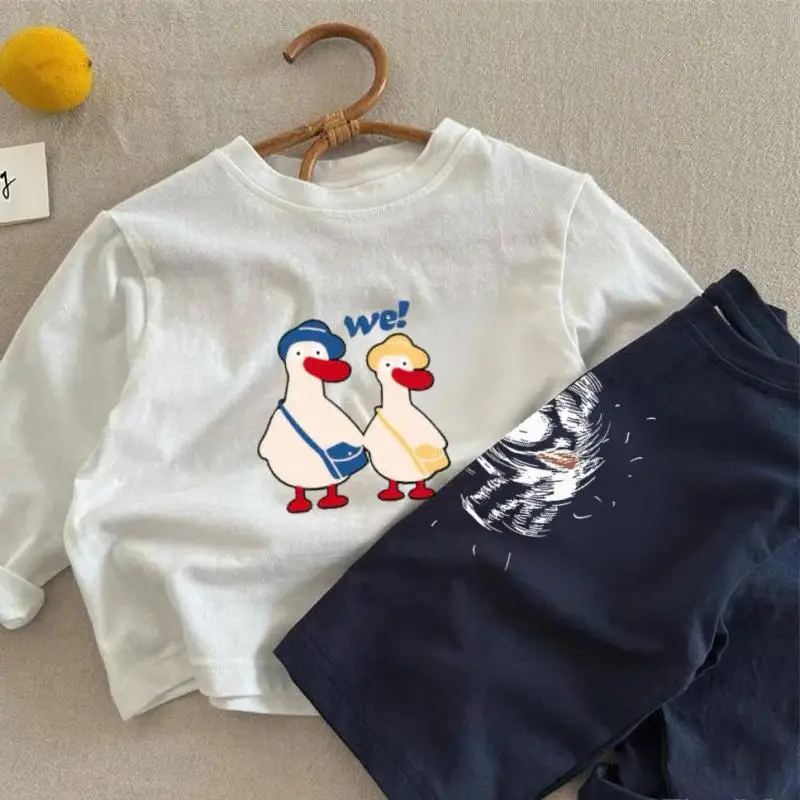 

Одежда для малышей от 9 до 7 лет, осенние повседневные футболки с длинными рукавами в корейском стиле, топы, костюм для малышей, детские базовые рубашки, блузка с круглым вырезом