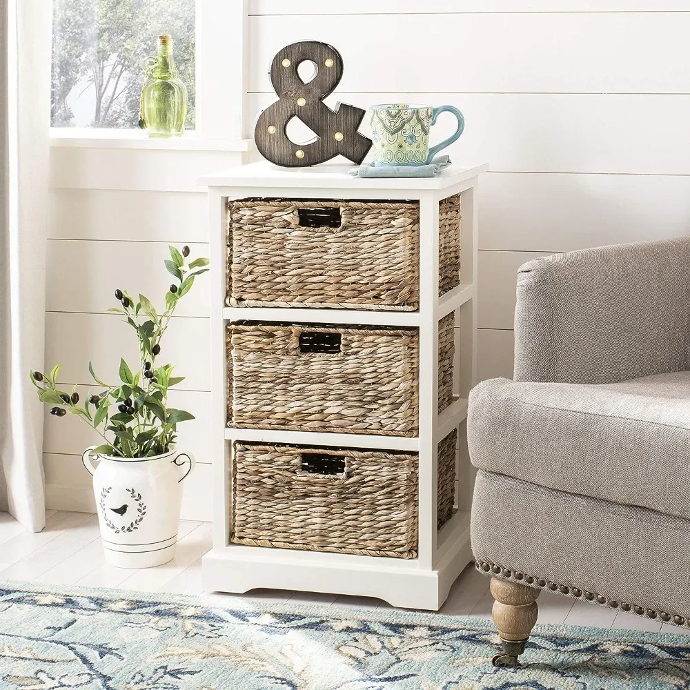 

Safavieh American Homes Collection Halle Distressed Black 3 Wicker Basket Storage Side Table