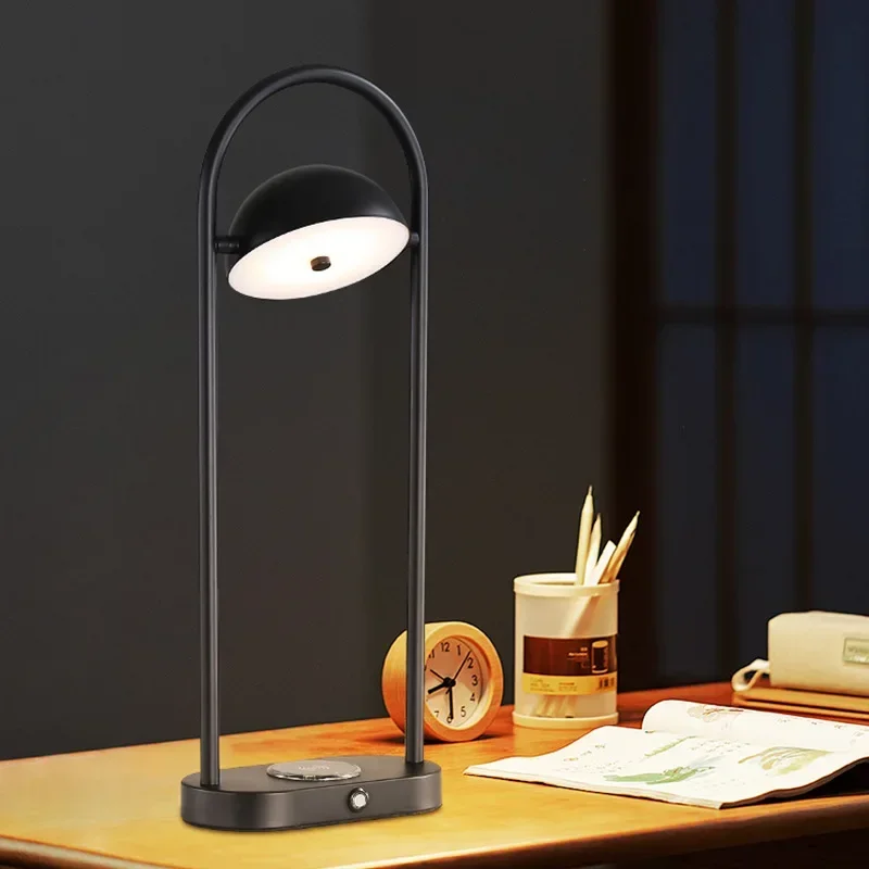 American Style Luxury Multifunctional Wireless Charging Desk Lamp Handheld Bedside Night Light Eye Protection Reading Light