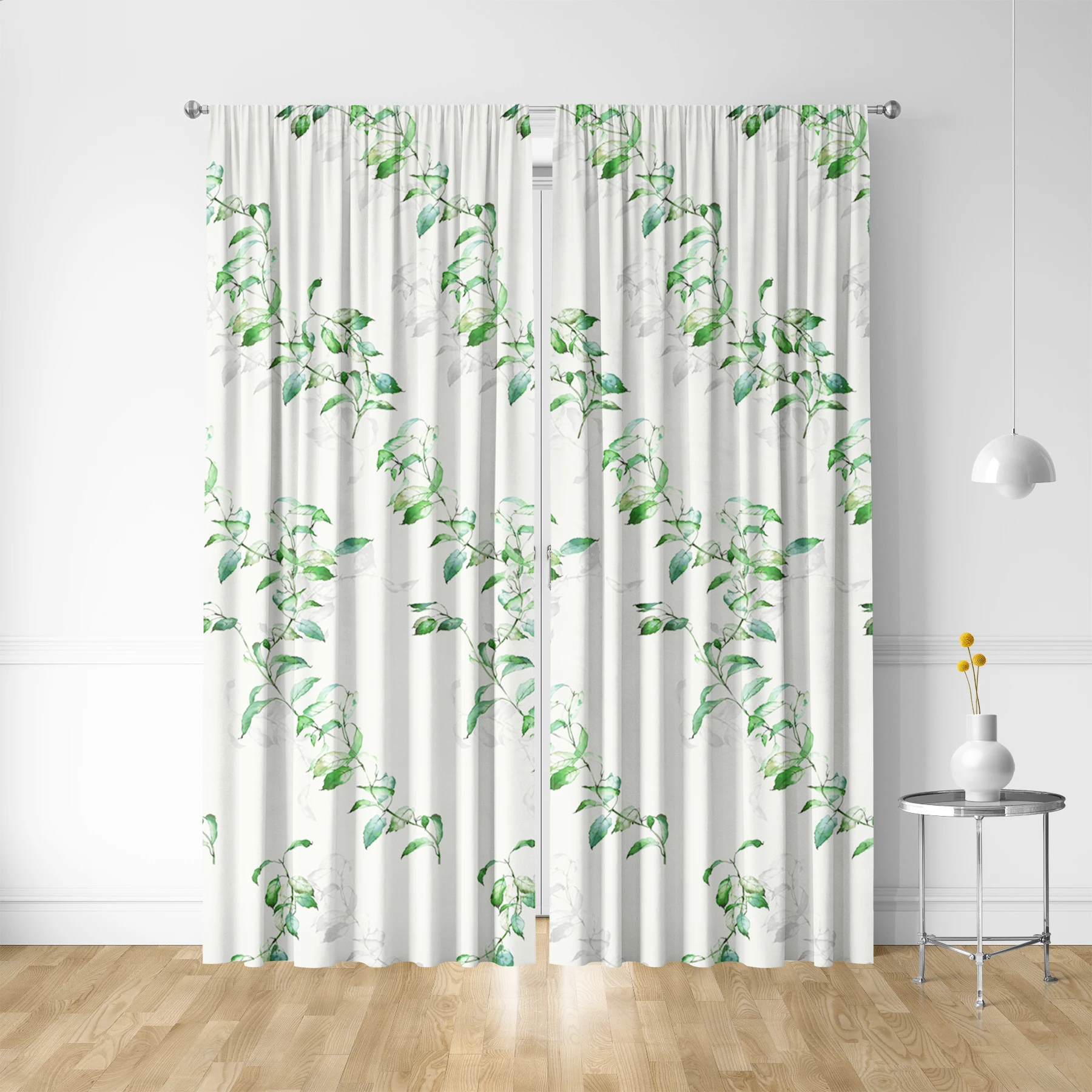 2PC HomeDecor Curtains, Vintage Leaves, Rod Bag Curtains, Kitchen Cafe Living Room Balcony Garden.