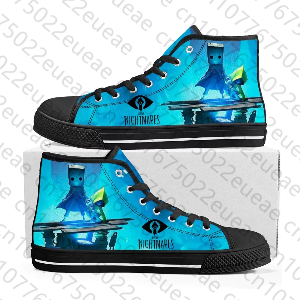 Anime Game Little Nightmares High Top Sneakers High Quality Mens Womens Teenager Canvas Sneaker Casual Couple Shoes Custom Shoe