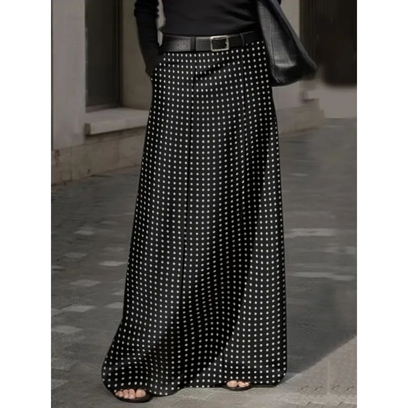

Tinaa, черные юбки в горошек, женские винтажные прямые юбки с высокой талией и карманами, элегантная вечерняя длинная юбка, женская одежда 188779
