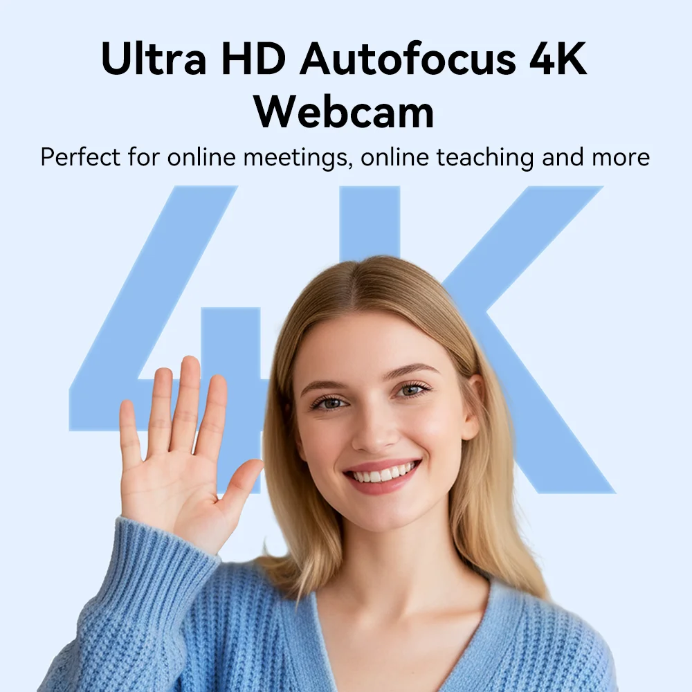 Kamera internetowa 4K 1080P 60fps EMEET USB z mikrofonami do komputera/PC/laptopa, kamera wideo z autofokusem do Zoom/Teams/OBS — zdjęcie 3
