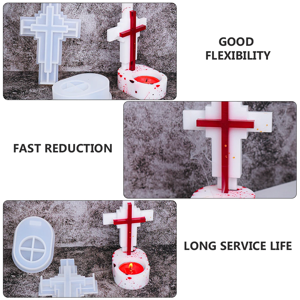 

1Set Silicone Cross Stick Mold Durable Non-Stick Holder Making Mold for DIY Home Decor Simple Crystal Epoxy Mould