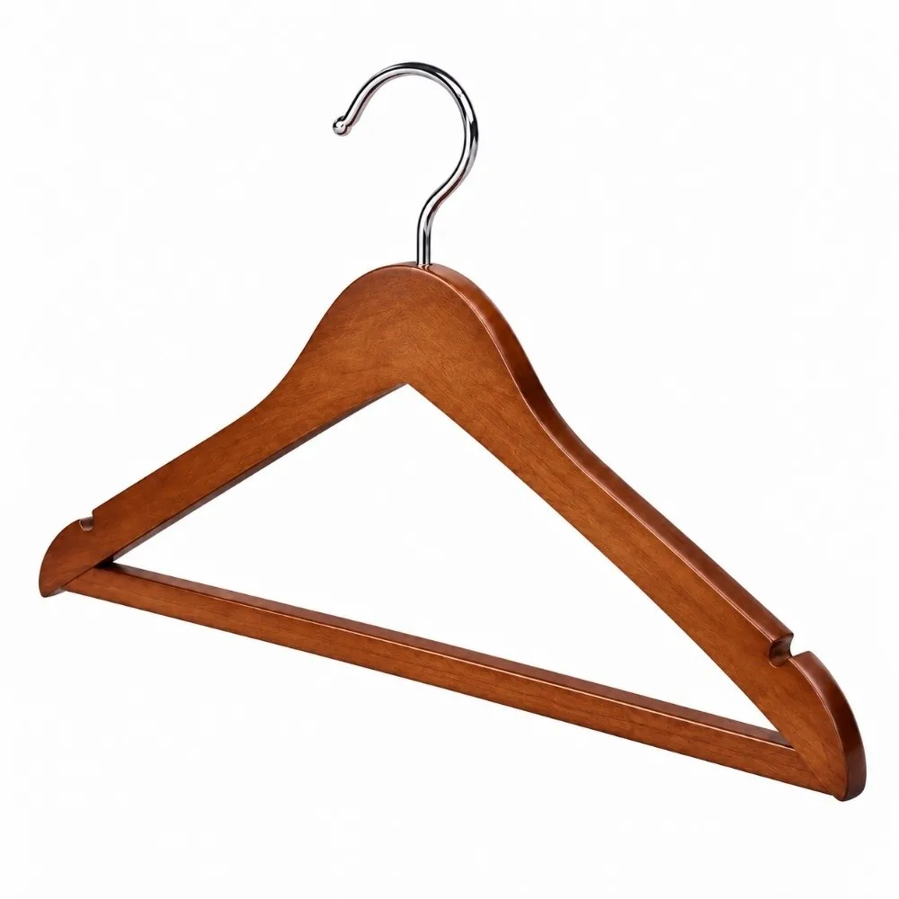 New Durable Wood Hangers Swivel Hook Smooth Wooden Clothes Hangers Notches Design Hanging Non-Slip Coat Hangers Closet Storage