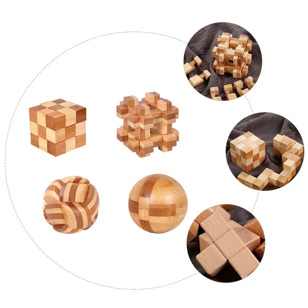 

4Pcs Kongming Lock Bamboo Puzzle Teasers Educational Logic Game Intellectual Development Child Play