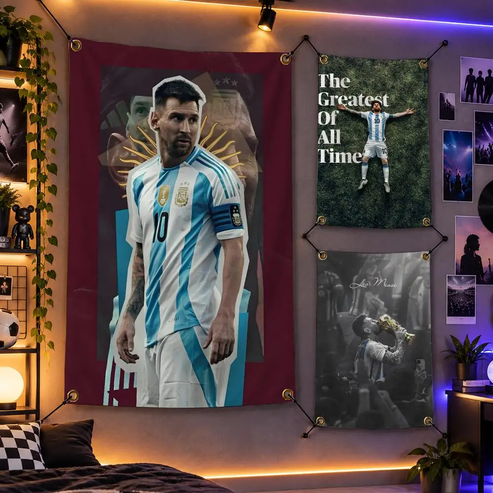 Football Lionel Messi GOAT Legend Flags Personalized Flag Room Dorm Camping Picnic Garage Bar Indoor Outdoor Wall Decor