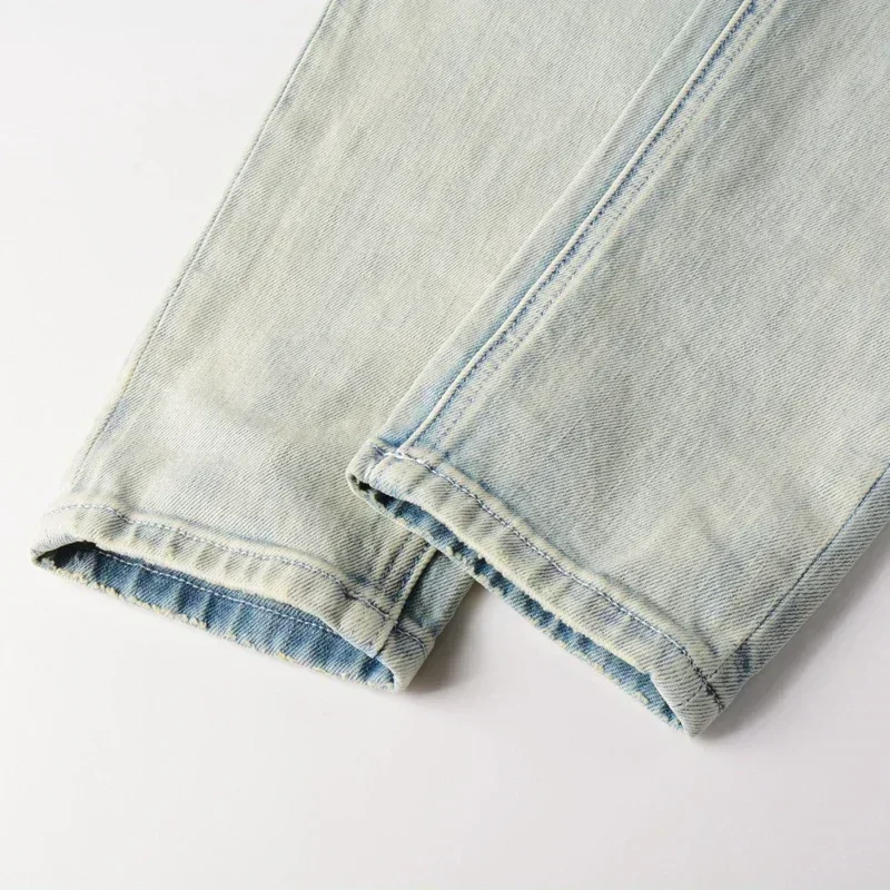 جديد KSUBI الجينز الرجال الطلاء هول العصرية الأمريكية شارع العليا الاتجاه منخفضة الارتفاع تمتد نحيل مطوي ممزق الجينز #6