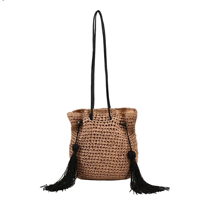 Quaste Stricken Hoch leistungs Mode Umhängetaschen Hasp vielseitige Eimer Handtasche 2024 Hot Sale Taschen für Frauen Bolasas de Hombro